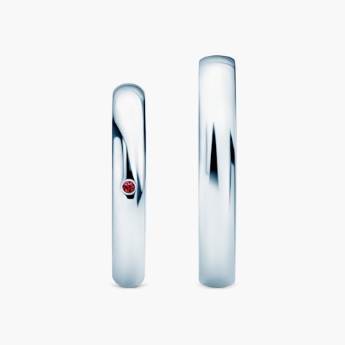 Obrączki Fairytale: białe złoto, rubin, półokrągłe, 3 mm i 4 mm